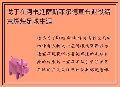 戈丁在阿根廷萨斯菲尔德宣布退役结束辉煌足球生涯